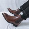 Men Brown Chelsea Motorcycle Boots Casual Outdoor Black Formal Business High Boots Large Size