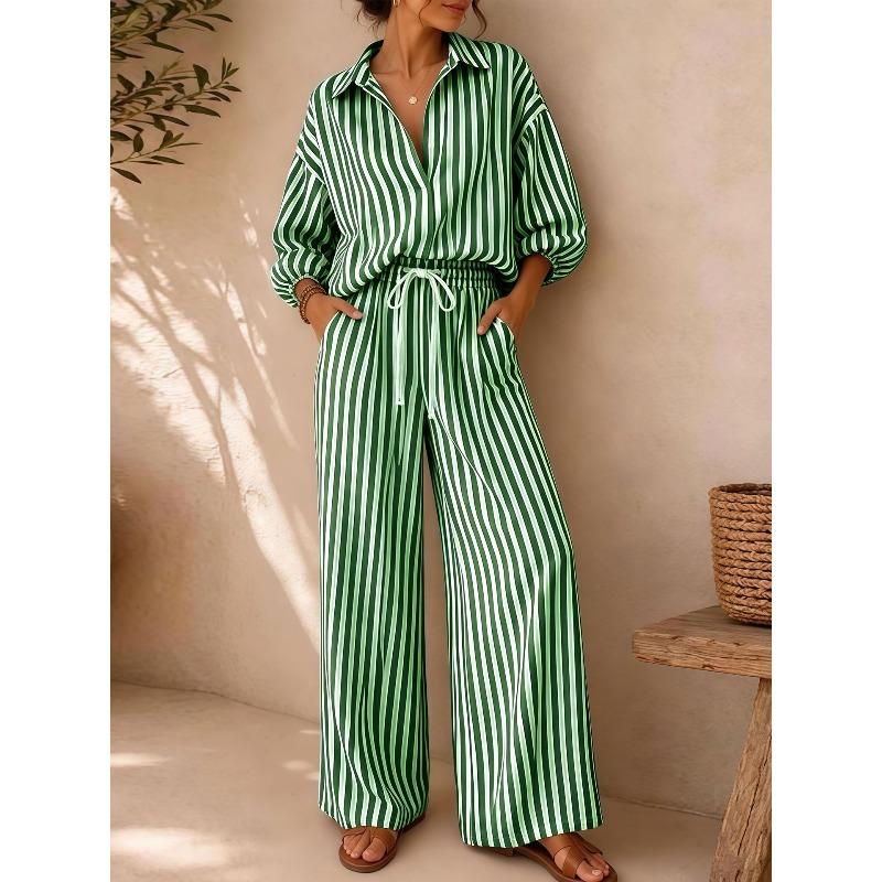 GMXIA Women's Fashion Casual Autumn Winter Long Sleeve POLO Neck Pants Suits