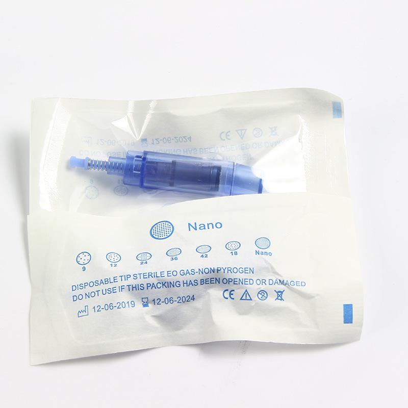 Electric Blue Bayonet Micro-Needling Device - MTS Nano Microcrystal with 12/36 Pins for Mesotherapy
