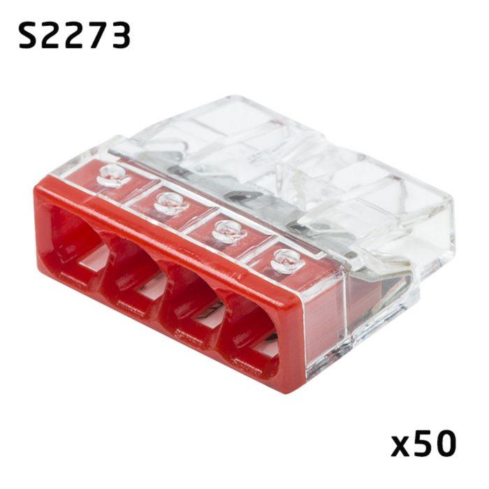 Flacon de 50 mini bornes de connexion automatique 4 entrées s2273