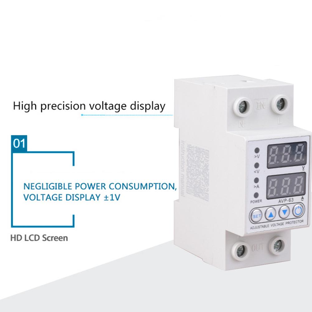 220V 40/63A Adjustable Over Under Voltage Protective Device Over Current Protection Limit Relay Protector Ammeter Voltmeter
