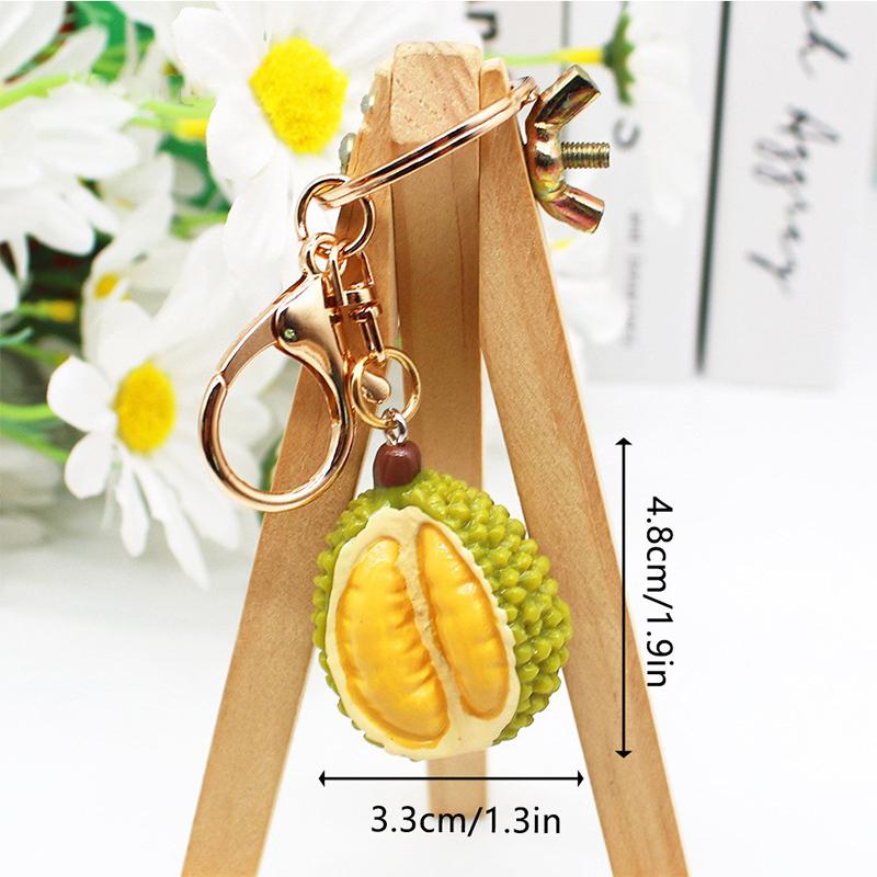 Creative Durian Keychain Funny Simulation Fruit Small Pendant Car Key Ring Bag Pendant Backpack Hanging Decorations Gifts