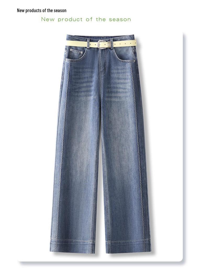 2025 Women's Yellow High Waist Straight Leg Jeans - Slimming, Cropped, Loose Fit for Spring/Autumn