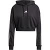 (WMNS) Essentials Sudadera con Capucha Corta de Felpa con 3 Rayas Tallas Asiáticas 'Negro' para Mujer JE0017
