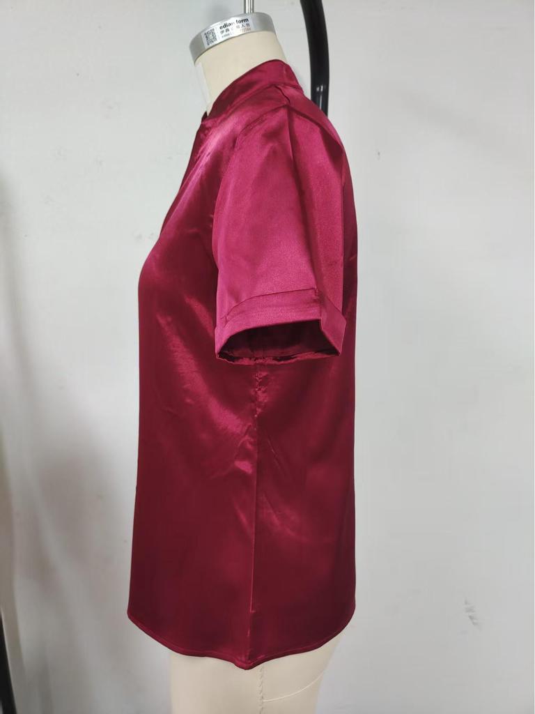 Damen Frühlings-/Sommer-V-Ausschnitt Locker geschnittenes Hemd: Elegantes, vielseitiges, schlichtes Design.