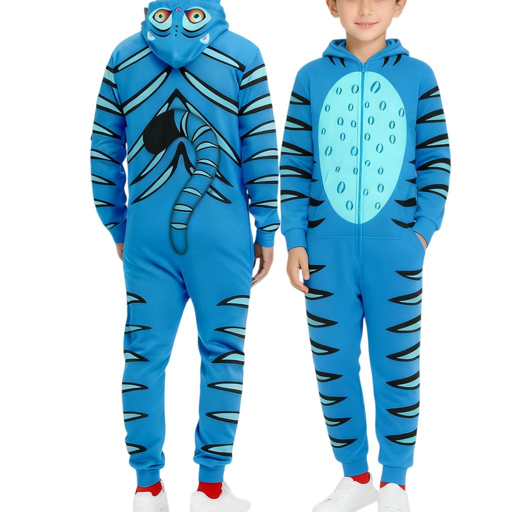 Matching Family Outfits - Striped Print Family Matching Hooded Zip-Up Onesie Loungewear