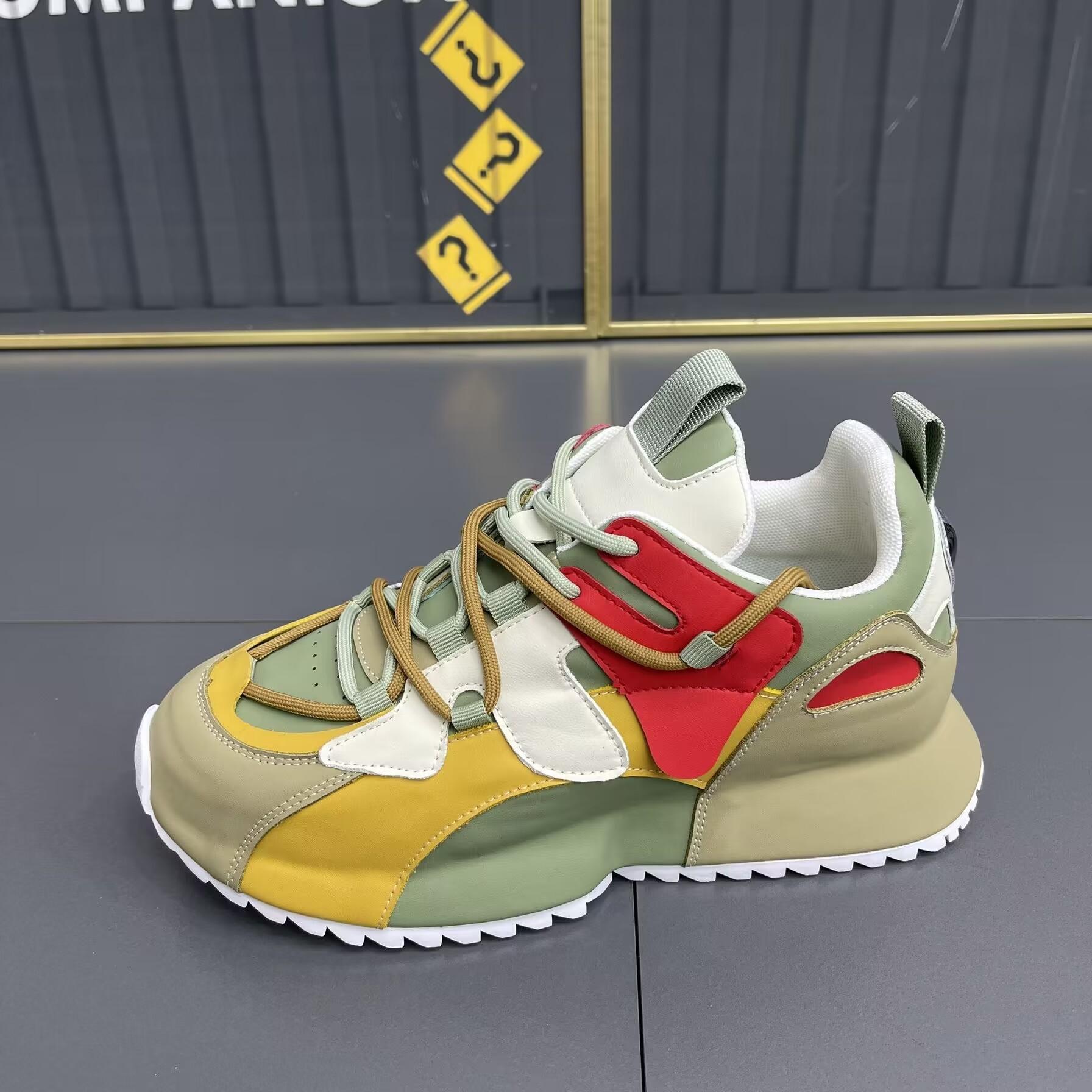 

Толстые кроссовки мужские с закрытым дном, модные повседневные туфли из воловьей кожи, дышащие, с увеличенной внутренней платформой 42