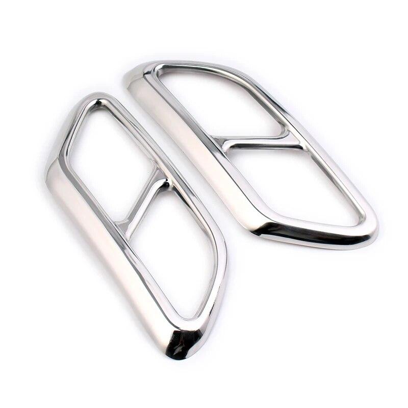 Car Rear Dual Exhaust Muffler End Pipe Sticker Cover Trim For Volvo 2016- S90 V90 S60 Steel Chrome Muffler Part Accessories