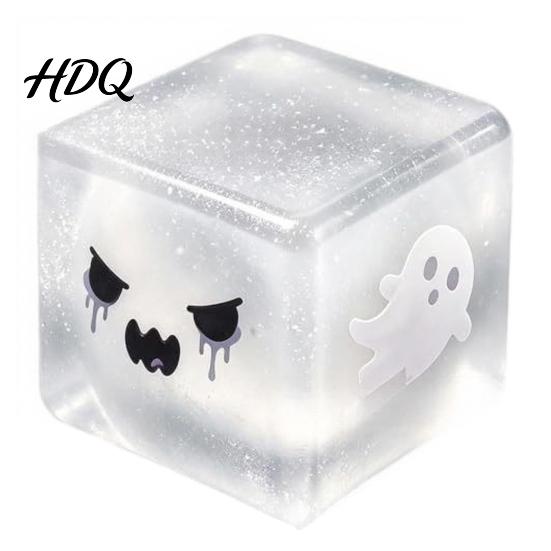 Glitzer Stressbälle Halloween Geist Würfel Sensorisches Spielzeug Angstlinderung Quetschspielzeug Langsam aufsteigend Kneten für Kinder Erwachsene