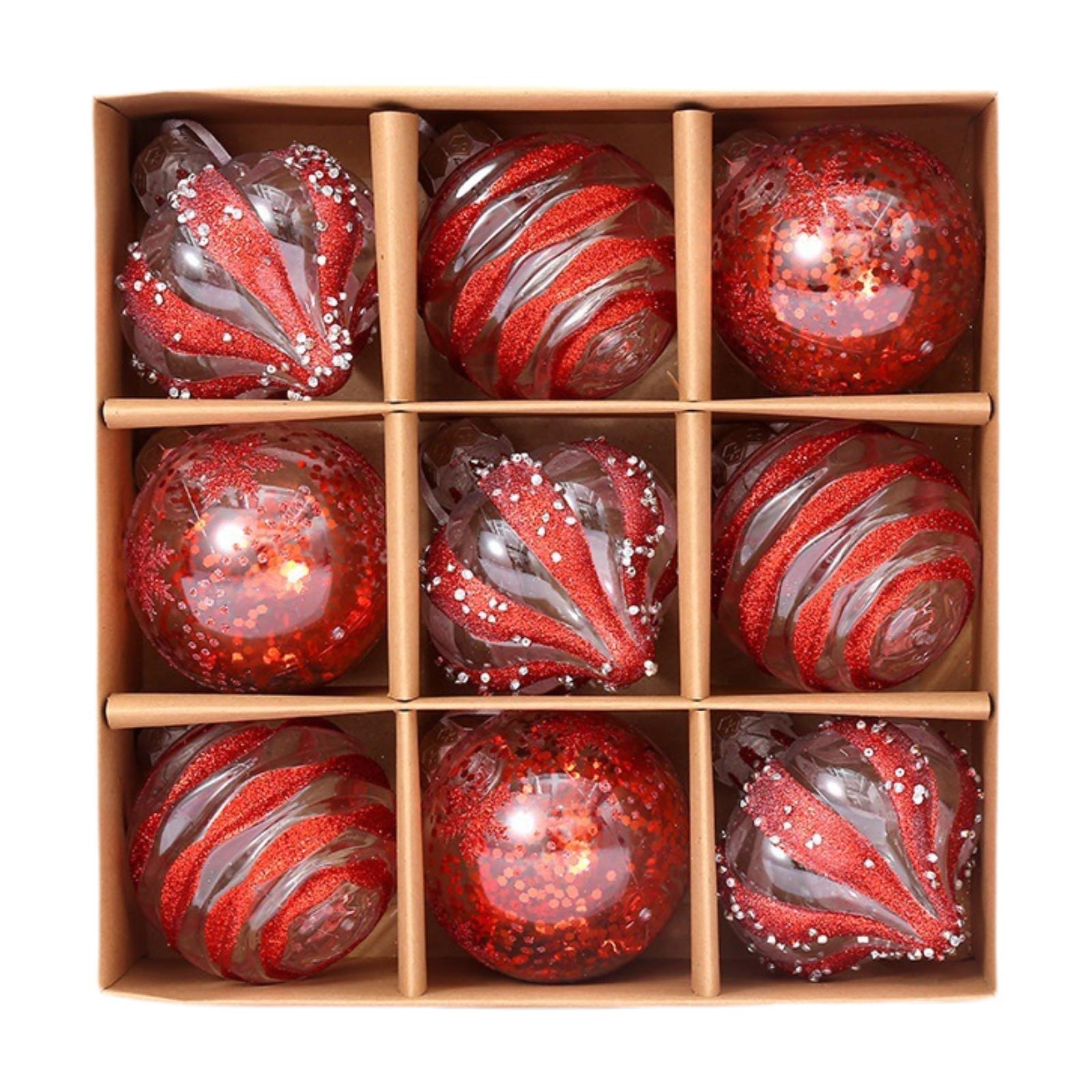9 Pieces Christmas Ball Ornaments Shatterproof 8cm/3.15inch Decorative Baubles