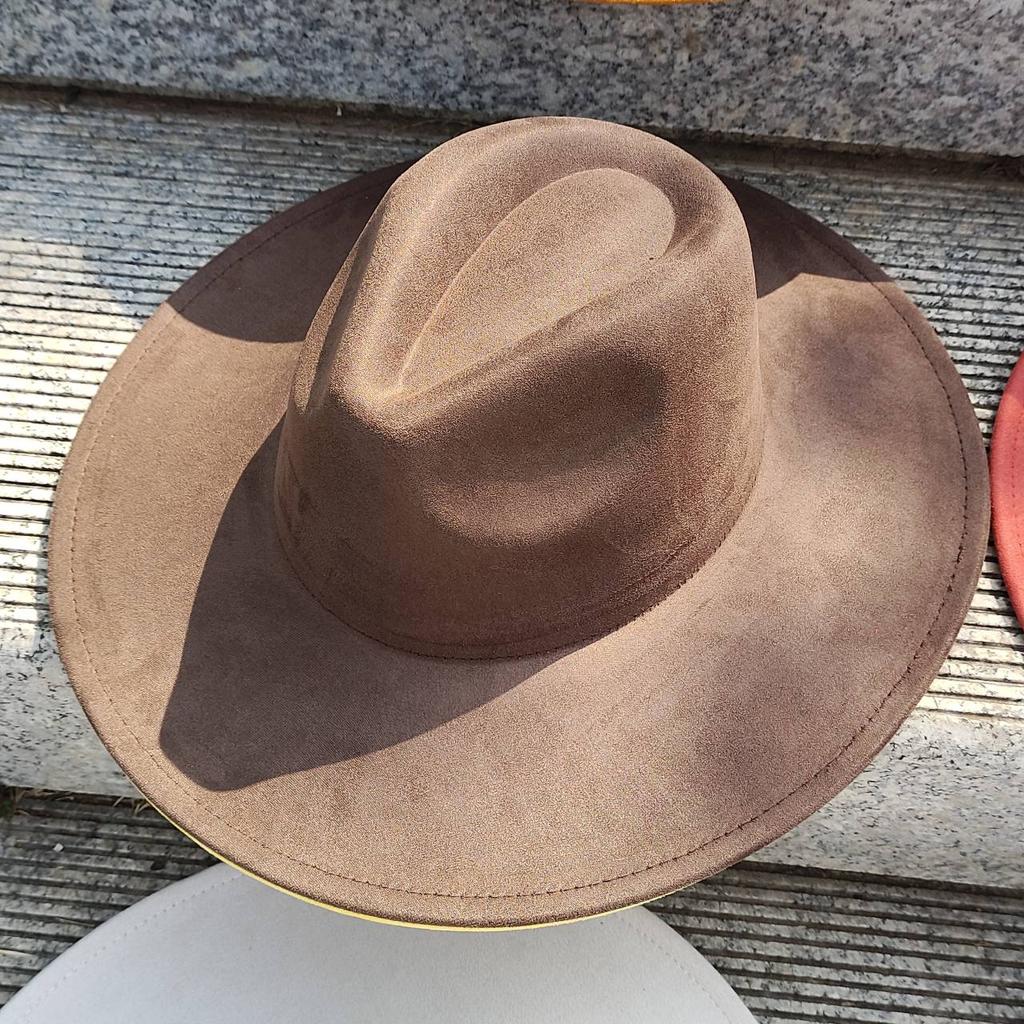 Suede Wide-brimmed Hat 9.5 Cm Brim Width Unisex Suitable for Jazz Hat Fedora Hat Church Hat Felt Hat Soft Felt Hat Panama Hat.