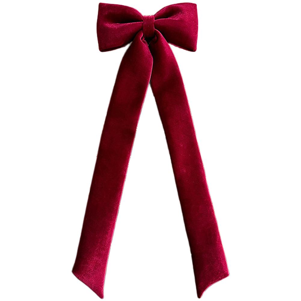 Polyester Red Christmas Bow with Elegant Draping and Extra Long Tails for Hotel Mall Window Decoration 105x38cm