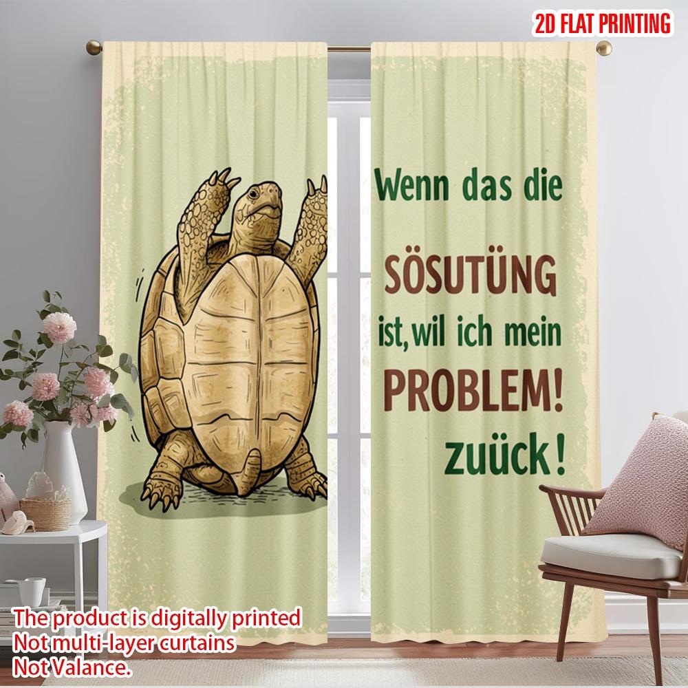

2pcs 2D flat printing Scene Curtains Turtle Problem Solution Funny 100% Polyester Without Electricity Birthday Party for Bedroom 52.50×116.00 CM 2pcs