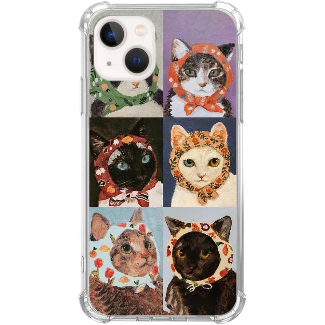 Cat Painting Case Compatible with iPhone 14 Plus, Cute Cat Phone Case for iPhone 14 Plus, Cool TPU Protective Phone Case Cover