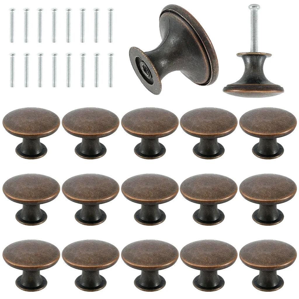 14/16Pcs Round  Antique Bronze Cupboard Door Pull Knob Kitchen Cupboard Door Decor Handles Replacement Hardware