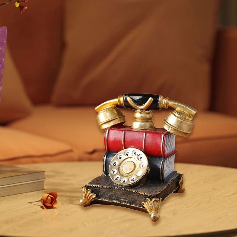 Vintage Europäische Telefonrepliken Schreibtischdekorationen Antike Wählscheiben Telefonmodell für Zuhause Büro Bücherregale Ornament