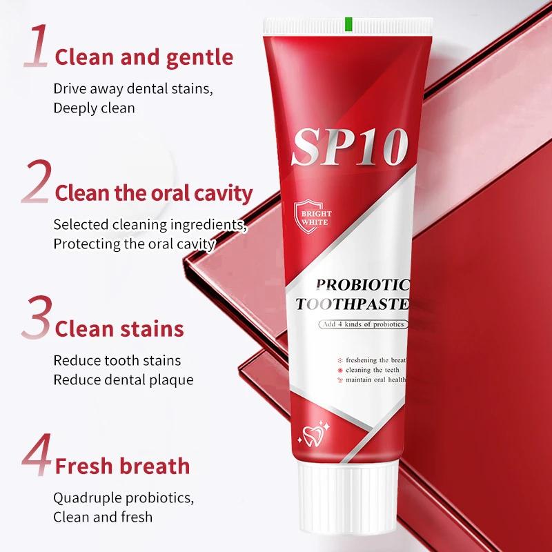 Dentifrice probiotique SP-10 Blanchiment des dents Élimine la plaque dentaire Taches Blanchiment des dents Hygiène bucco-dentaire Propre Haleine fraîche Produit de soin des dents