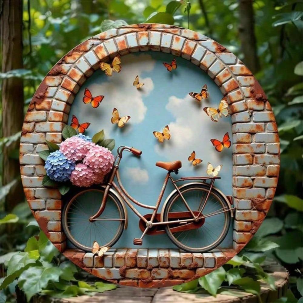 1 Piece 2D Flat Hanging Tin Sign Hand Painted Artwork For Home Wall Decor