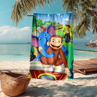 Curious George Fashion Beach Towel: Ideal for Summer Adventures Soft, Absorbent and Quick Drying Suitable for Swimming and Bathing