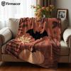 Bat Pumpkin Autumn Anime Cartoon Flannel Blanket Soft Warm Throw for Bedroom Sofa Car Kids Holiday Gift