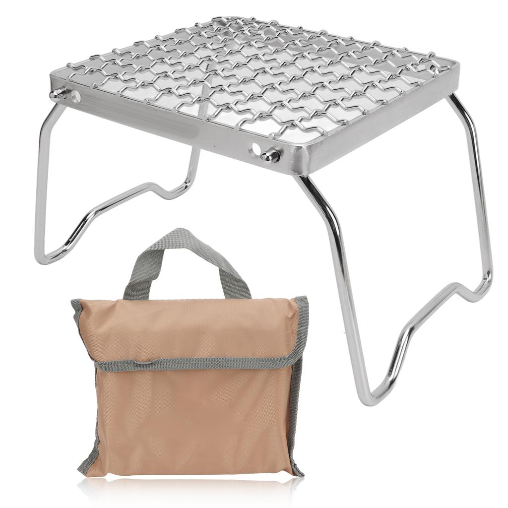 Campfire Grill Rack Stainless Steel Folding Adjustable Gear Portable Mini Stove BBQ Grill Rack for Camping Picnic