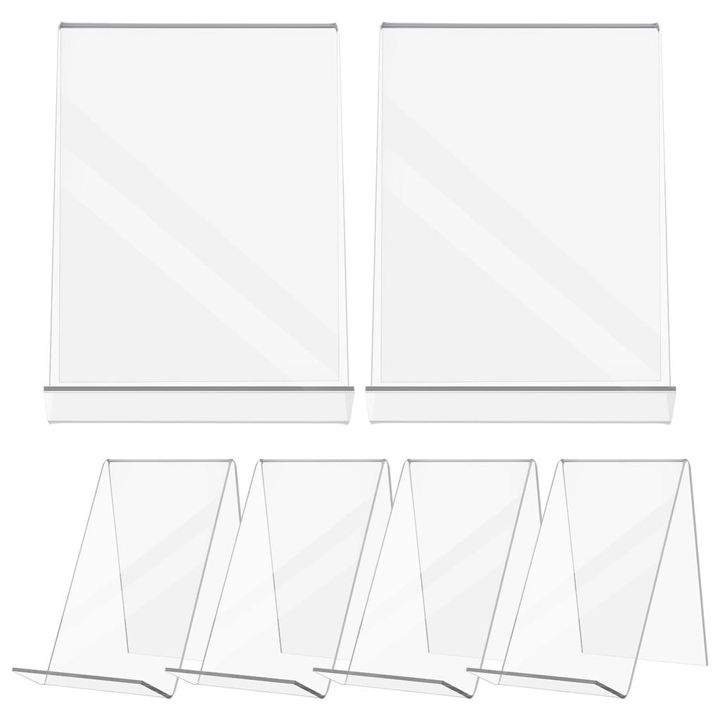 STOBOK Acrylic Stands, Display Stands, 6-Piece Tabletop Display Stand, Book Stand, Record Stand, Bookshelf, Clear Acrylic Base, Display Shelf