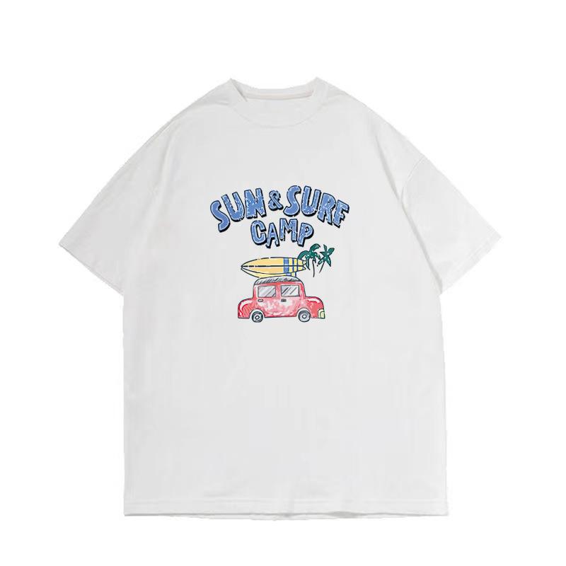 Cotton Men's Round Collar T-shirt Drop-Shoulder Five-Quarter Sleeve Loose Plus Size Trend All-Match Top