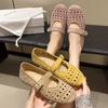 Hohle Lochschuhe Damen neu Sommer flache Mündung bequem Retro Wortgürtel Mary Jane Schuhe flache Einzelschuhe Damen