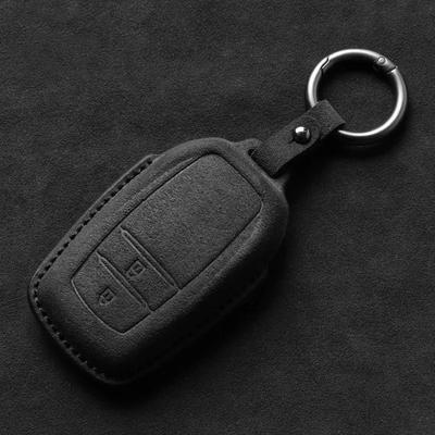 Suede Faux Leather Car Key Case Cover For Prius Camry Corolla CHR C-HR RAV4 Land Cruiser Avalon, Prado Keychain Protector