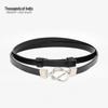 Women's Versatile Thin Black Leather Belt with Fur for Dresses, Skirts, Jackets, and Shirts