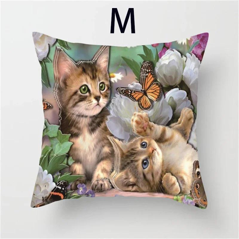 Cushion Cover Cute Cat Pattern Square Pillowcase Zipper Birthday Gift Sofa Home Hotel Decoration 45*45cm