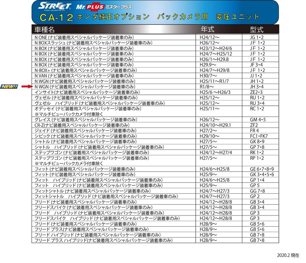 Honda Genuine Option Rearview Camera Voltage Converter Unit Switching [Street/STREET] Mr.PLUS (No Function) [Part Number] CA-12