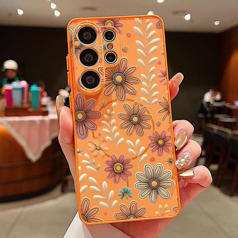Little Flower Pattern Magnetic Case For Samsung Galaxy S26 S25 Ultra Edge S24 S23 FE A57 A17 A56 A37 A16 A55 A36 A54 Phone Cover