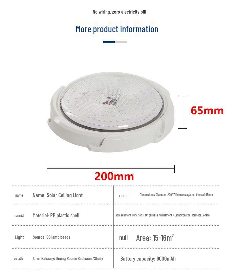 LED Smart Solar Deckenleuchte für Innen & Balkon - Augenschutz & Superhell