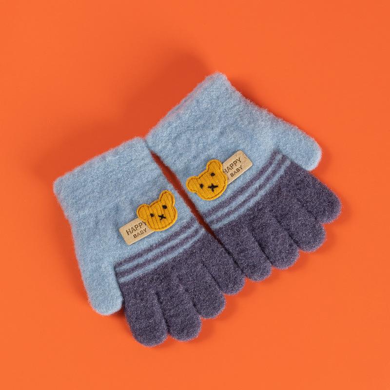 Xuehuaxiu Kinder-Thermohandschuhe, gestrickte Jacquard-Fäustlinge mit Cartoon-Bär, Großhandel für Kinderhandschuhe