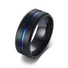 Ikuinen 8mm Casual Schwarz Männer Ring Blaue Linie Edelstahl Männlich Ehering Komfort Tragen Herren Schmuck