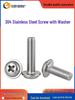 304 Stainless Steel Round Head Screw with Washer, Cross Slot, Pan Head, M4/M5/M6 DIN967