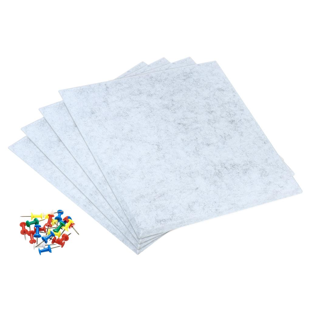 4Pcs Square Felt Board Tile Self Adhesive Wall Bulletin Pin Board with Push Pins Notice Message Memos Photo Display for Office