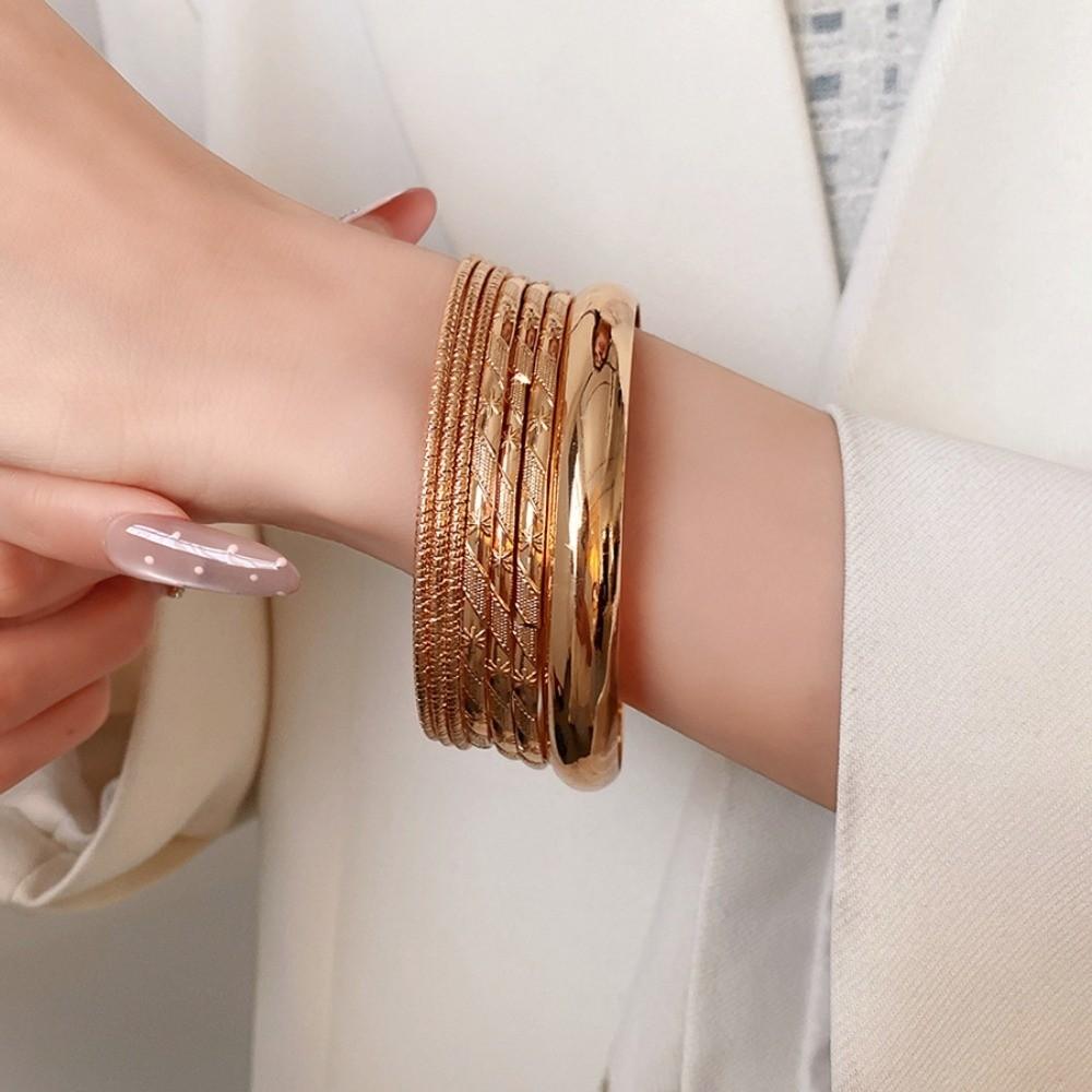6Pcs/7Pcs Europe American Style Cuff Bangles Kit Metal Star Pentagram Exaggerated Bracelet Girls