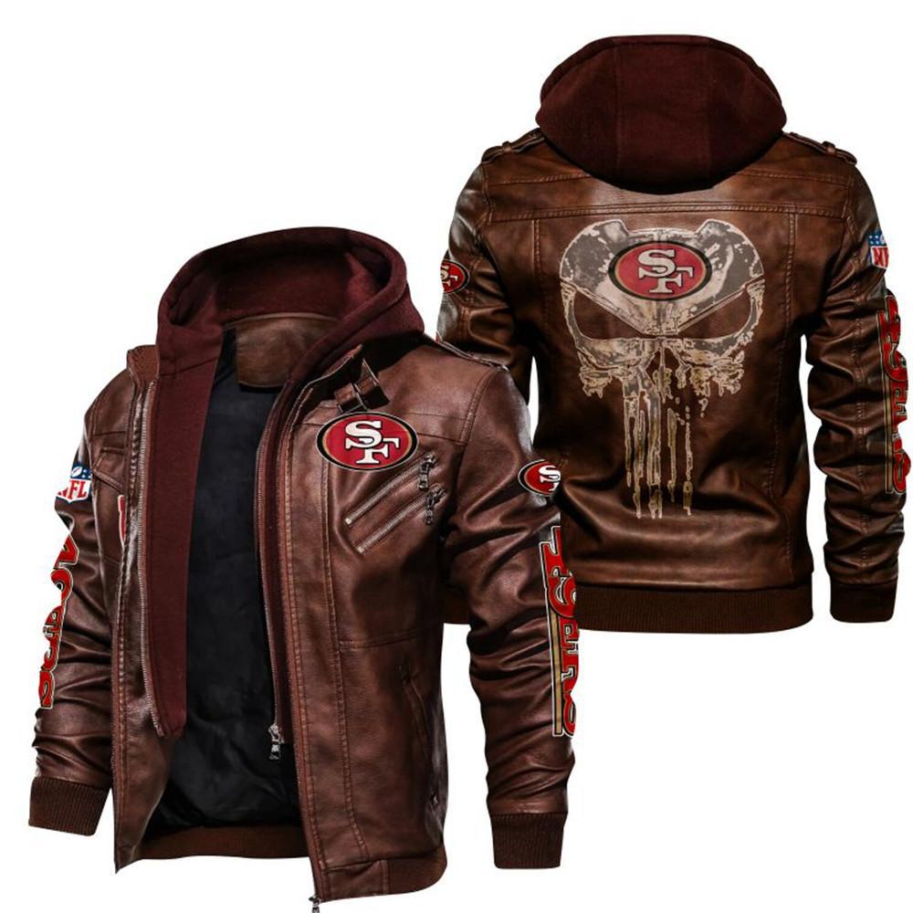 Euro size team leather jacket fake two-piece hat man removable PU locomotive print leather jacket