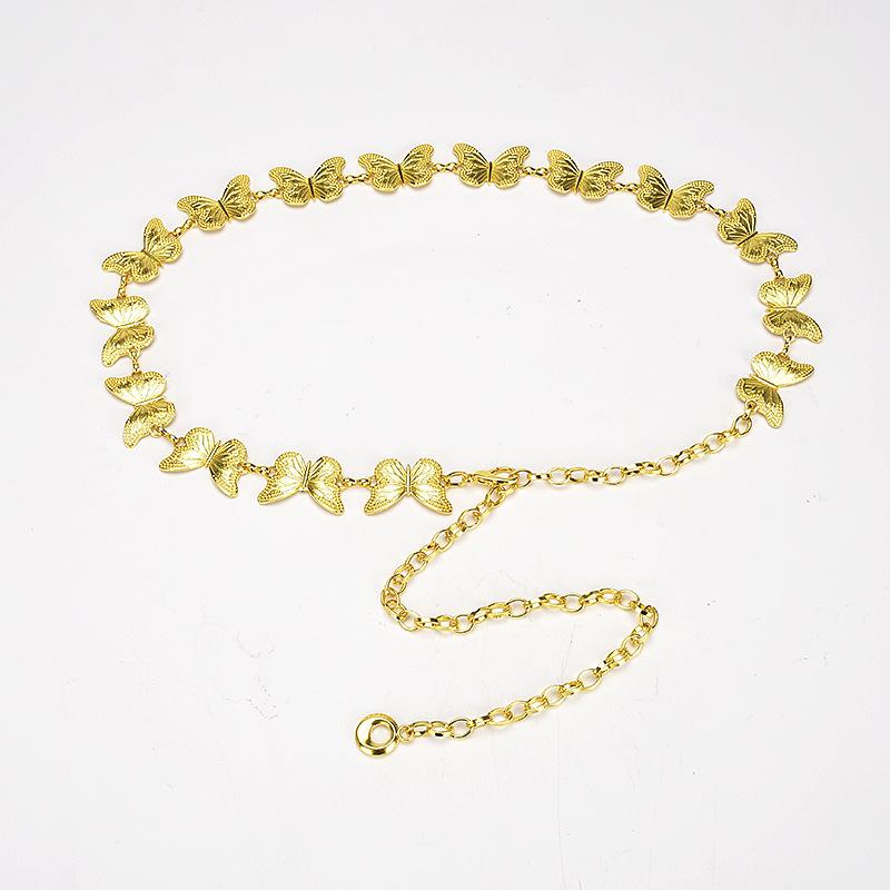 

Поясная цепочка Металлические аксессуары-бабочки Золотой пояс с юбкой Платье Поясная цепочка Декоративный пояс