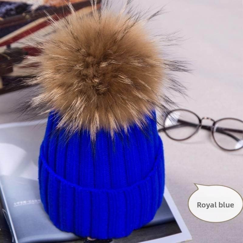 Adult Acrylic Knit Hat With Plush Ball Winter Warmth For Autumn And Winter