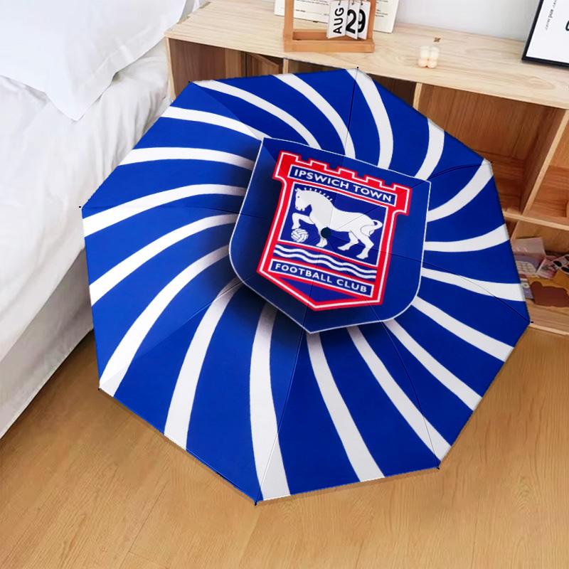 1PC Town Football Club Crest Printed Umbrella Folding umbrella, automatic umbrella 8-Frame for Travel, camping Fan gifts Christmas Gifts