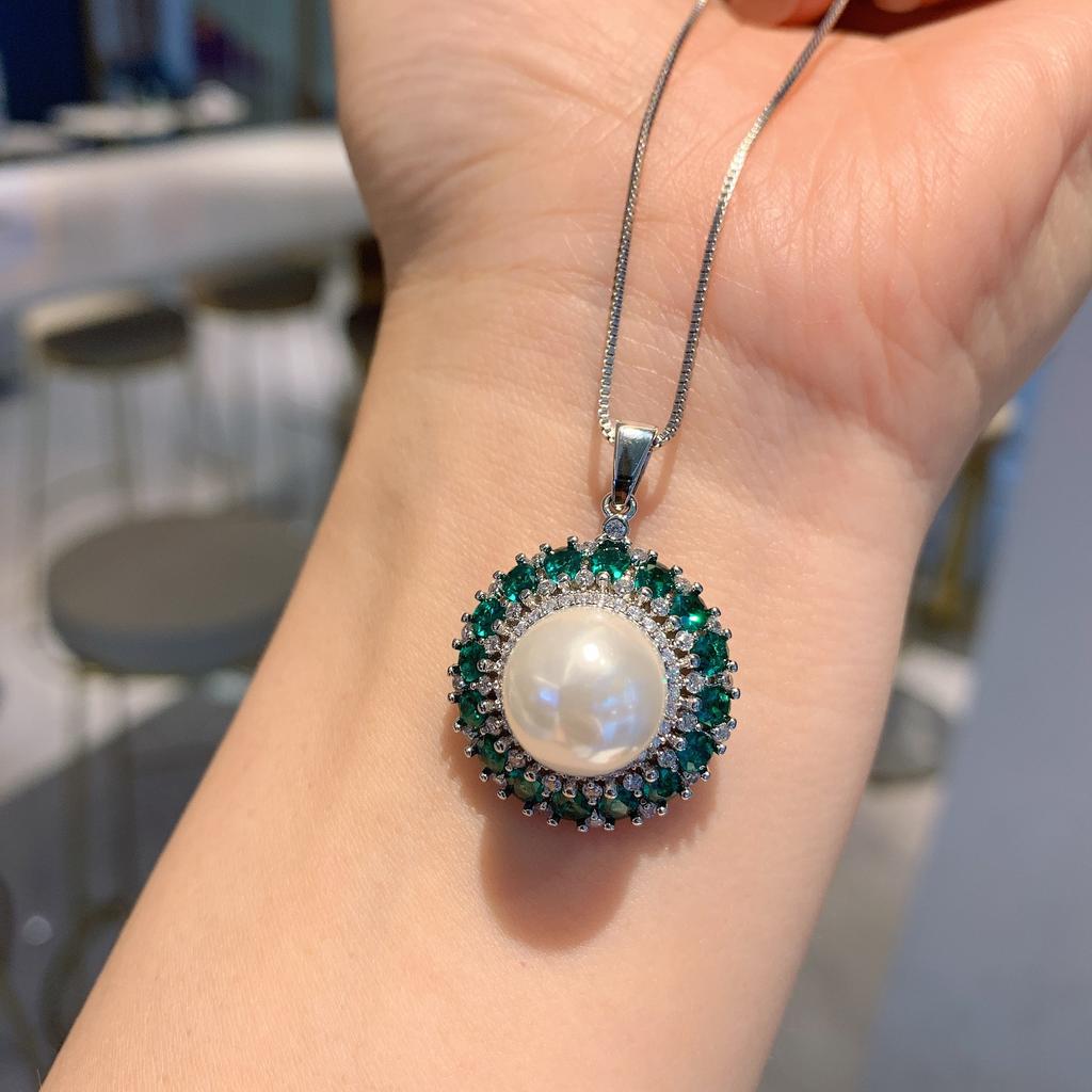 Live Streaming New Emerald Australian Pearl Earrings Rings Necklaces Fairy Style Women's Fashion