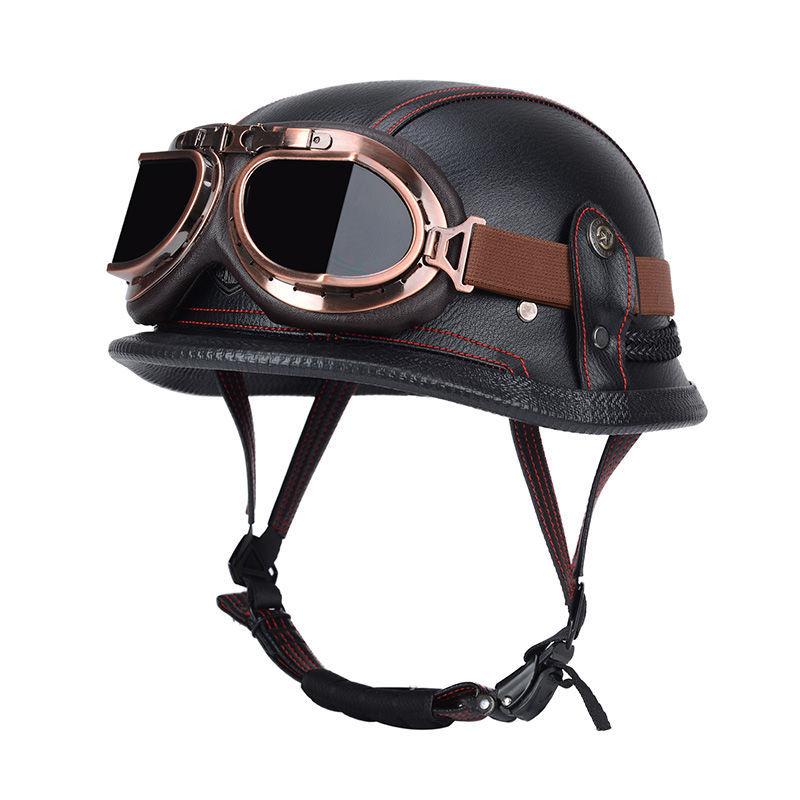 Pedal German Helmet Cruise Vintage Half Helmet Harley Men Motorcycle Helmet Locomotive Scaler Helmet Soldier Helmet Leather Helmet