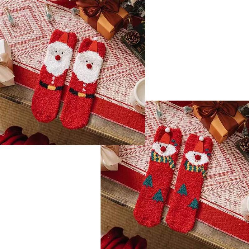 

Різдвяні шкарпетки з коралового флісу для чоловіків і жінок: Затишне зимове тепло з оленями, сніговиками та ялинками