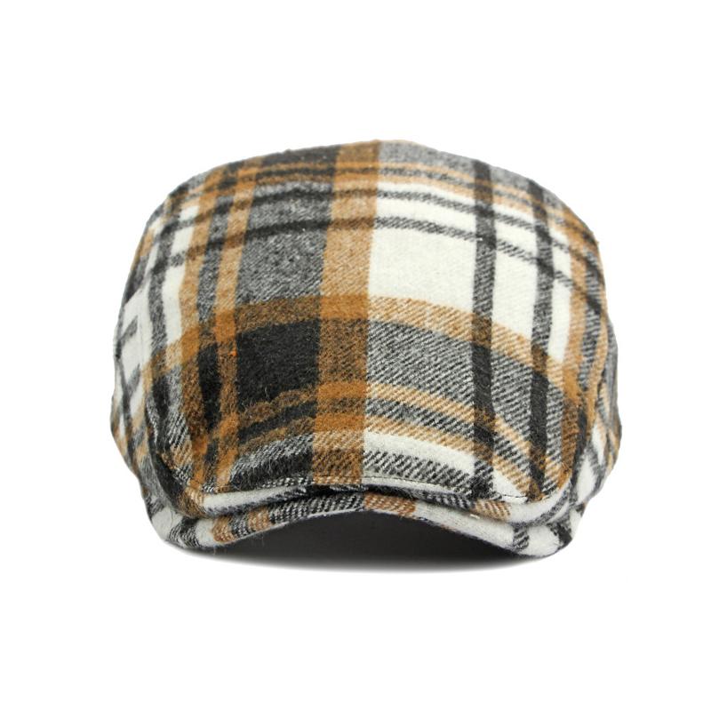 Herbst karierte Baskenmütze, weiblicher britischer Stürmerhut, männlicher Stürmerhut, Malerhut, Schirmmütze