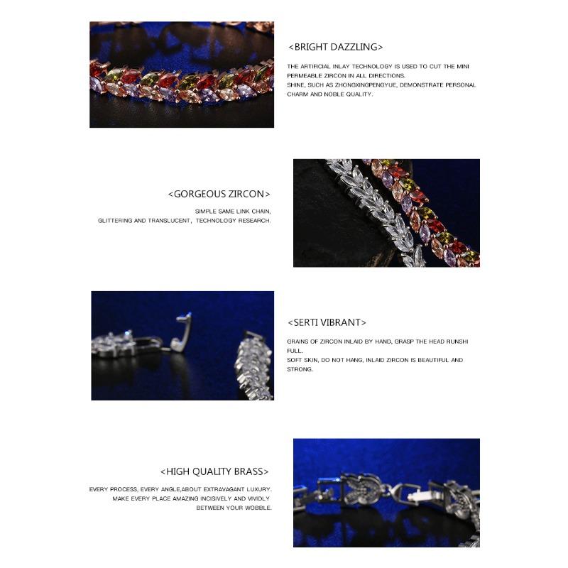 Meier European and american bracelet bracelet jewelry fashion colorful zircon willow leaf bracelet copper crystal bracelet