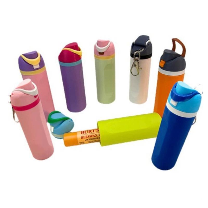 Creative Cute Bottle Key Chain Pendant 3D Printed Lip Balm Holder Bottle Key Chain Bag Decoration Craft Gift Keychain Car Gifts