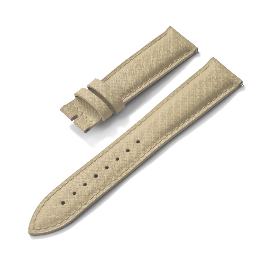 STAPELP 18mm 19mm 20mm 22mm Sailcloth Strap FKM TOP+Leather Base Tropical Texture Rubber Watch Bands Quick Release Pin Buckle